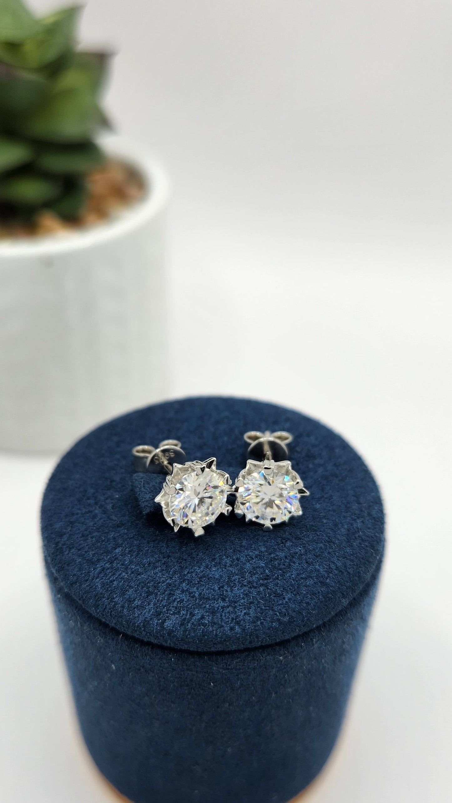 Moissanite Silver Earrings - STAR