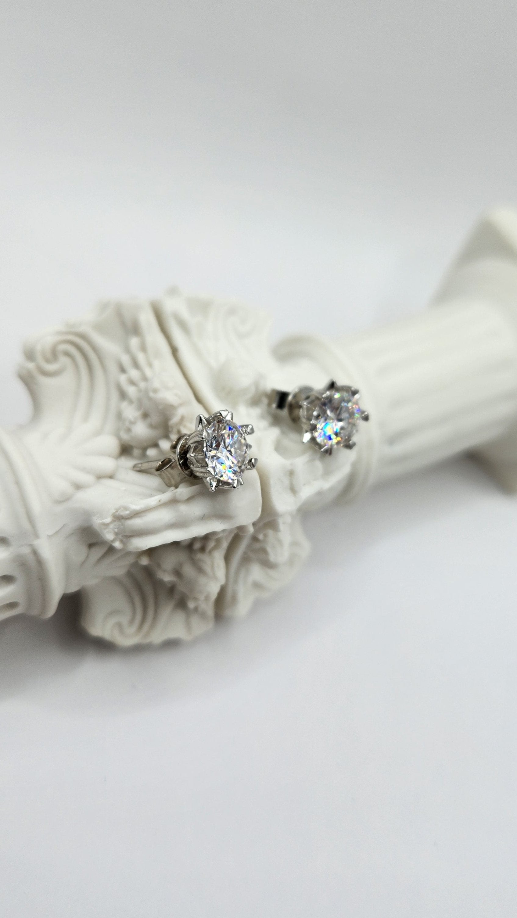 Moissanite Silver Earrings - STAR 8