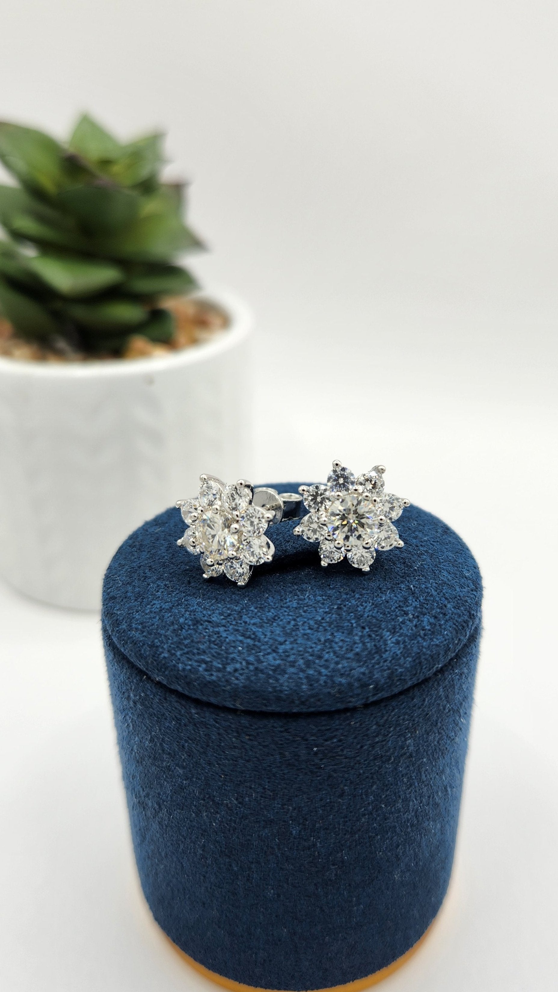 Moissanite Silver Earrings - Shiny
